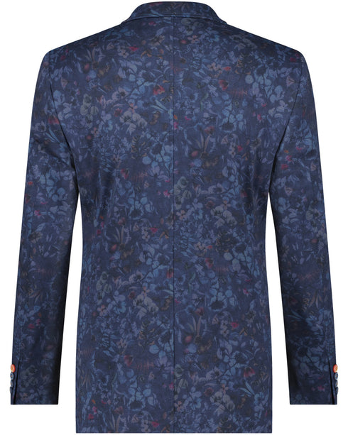 Pique Floral Blazer - Navy